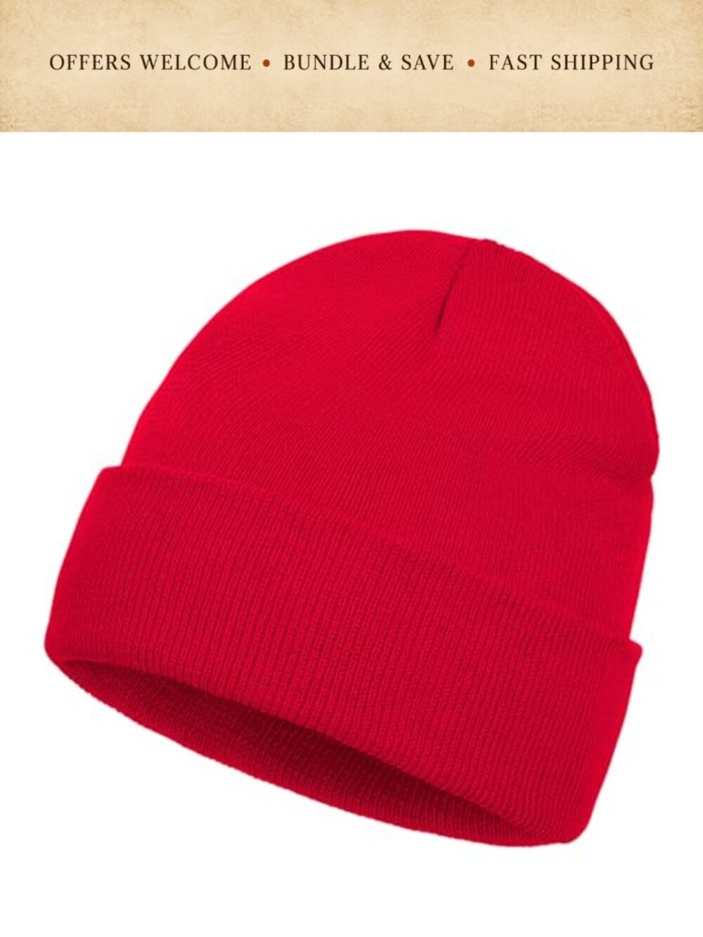 Slouchy Knitted Beanie Hat Winter Warm Cuffed Plain Cap Unisex